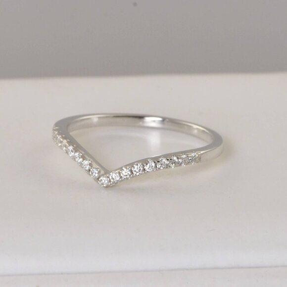 Certified V Band Moissanite Ring Half Eternity Ring - Picture 2 of 8
